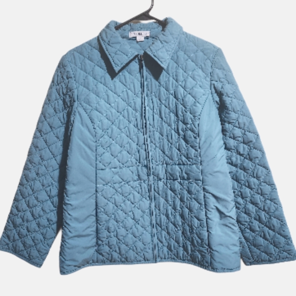 Pendleton Diamond Quilted Jacket Teal Zip Front women's size small